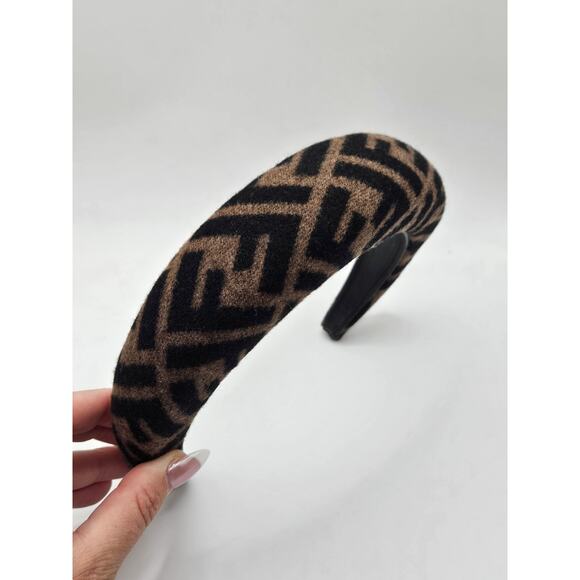 Fendi Brown FF Zucca Logo Pattern Print Headband - Picture 8 of 9